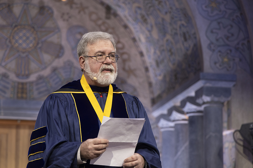 Spontak giving remarks at the ceremony
